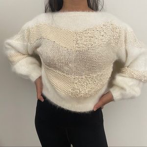 NWOT Christian Dior Round Neck Crop White Sweater